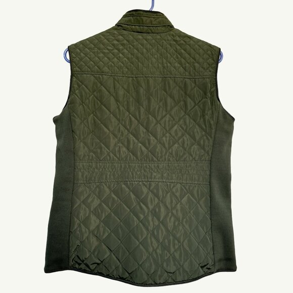 Quilted olive color outerwear vest with mandarin collar - Picture 2 of 5